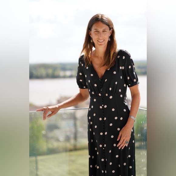 Sézane Robe Sollie Black Polka Dot Ecru FR 34 / US 2 - Picture 15 of 16